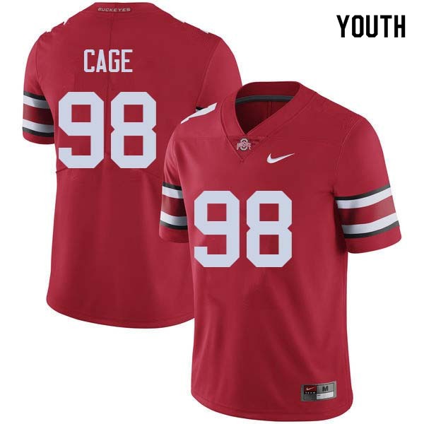 Ohio State Buckeyes #98 Jerron Cage Youth Stitched Jersey Red OSU20856